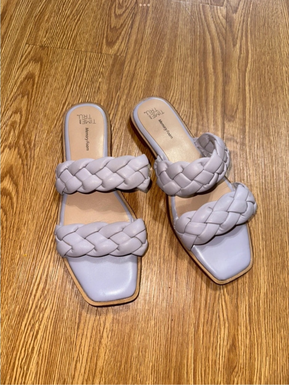 Time and Tru Braided Double-Strap Slide Sandals in Lilac
